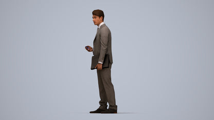 realistic 3D people man business, render-ready for V-Ray and Corona, FBX OBJ, top-down view render