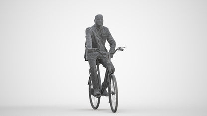 3D scanned man cycling business, photorealistic archviz people for Enscape and SketchUp, three-quarter front view render
