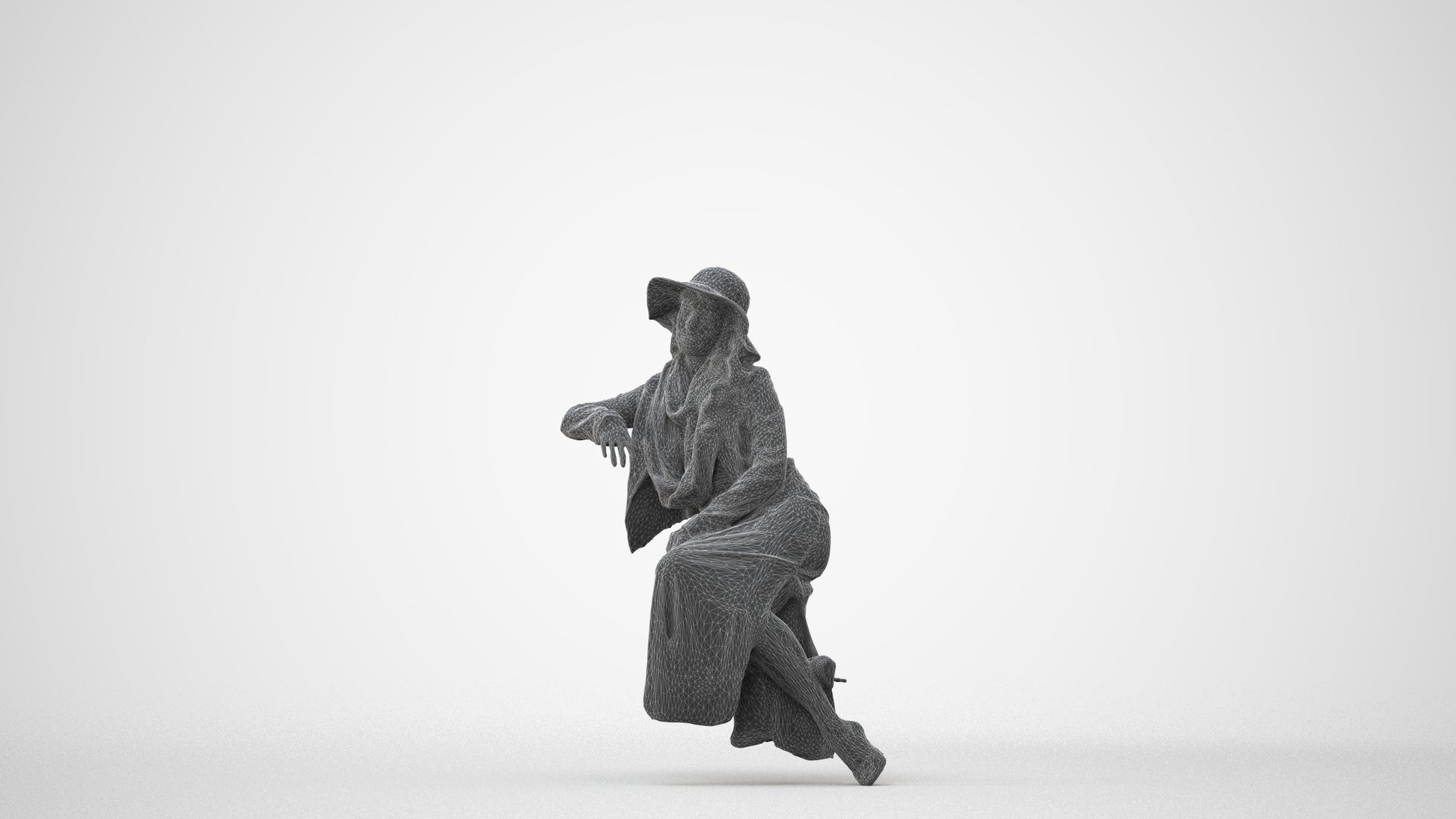 realistic 3D human woman casual sitting, archviz people FBX OBJ for Blender, square thumbnail