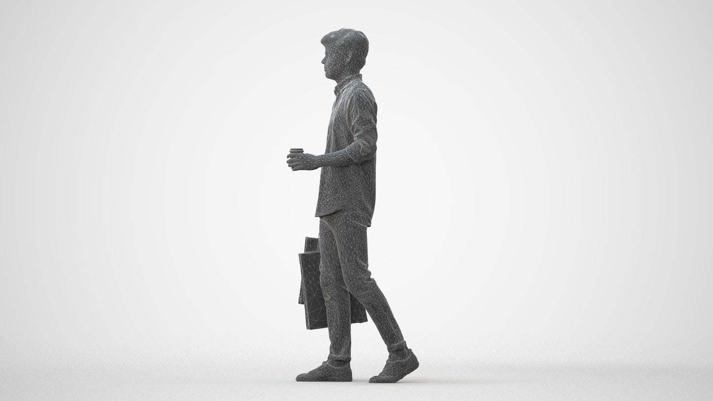 photogrammetry 3D man casual standing, realistic human model archviz FBX, square thumbnail
