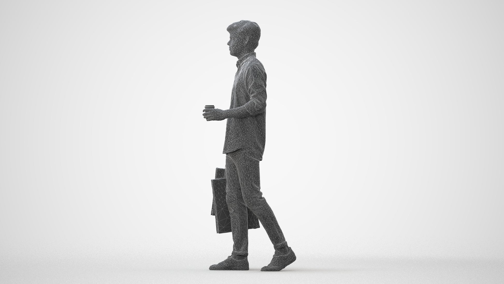 photogrammetry 3D man casual standing, realistic human model archviz FBX, square thumbnail