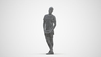 realistic 3D human man casual standing, archviz people FBX OBJ for Blender, three-quarter front view render