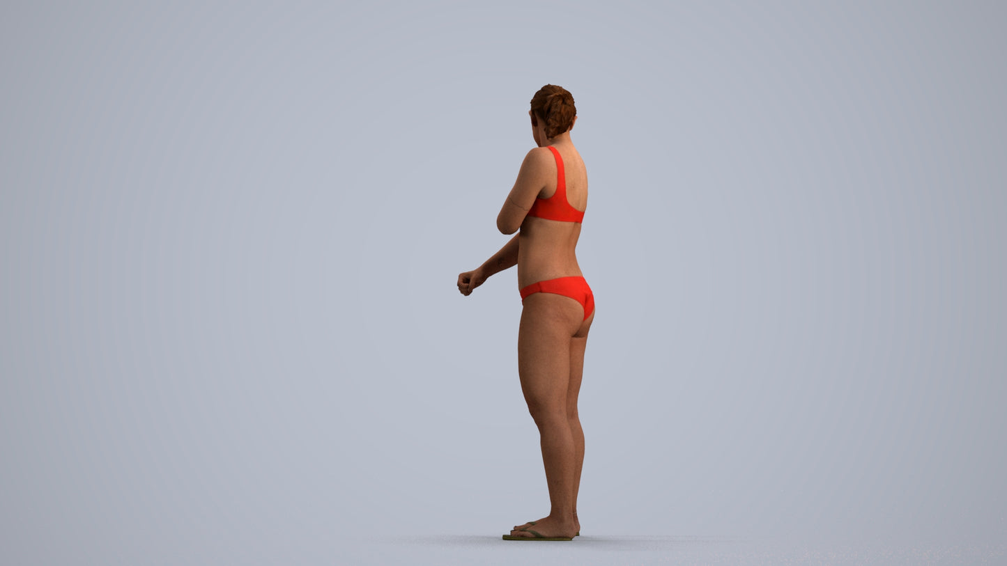 scanned 3D woman pool, photogrammetry people for Enscape and V-Ray, front view render