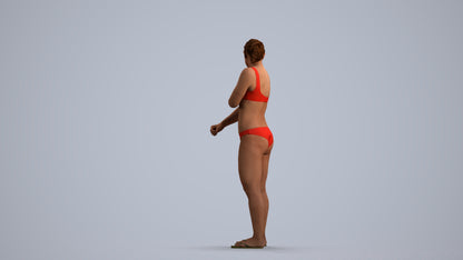 scanned 3D woman pool, photogrammetry people for Enscape and V-Ray, front view render