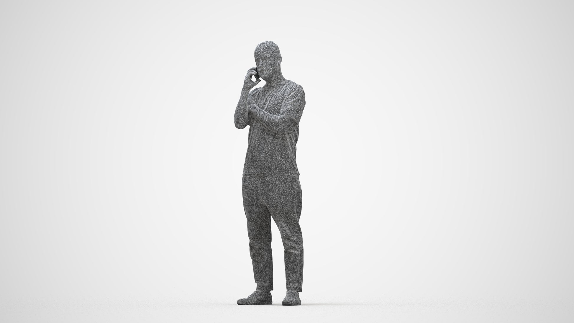 realistic 3D people man casual standing, render-ready for V-Ray and Corona, FBX OBJ, wireframe back view