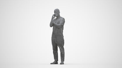 realistic 3D people man casual standing, render-ready for V-Ray and Corona, FBX OBJ, wireframe back view