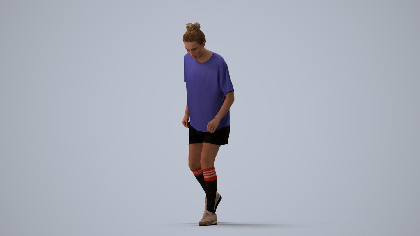 scanned 3D woman sport, photogrammetry people for Enscape and V-Ray, three-quarter view render