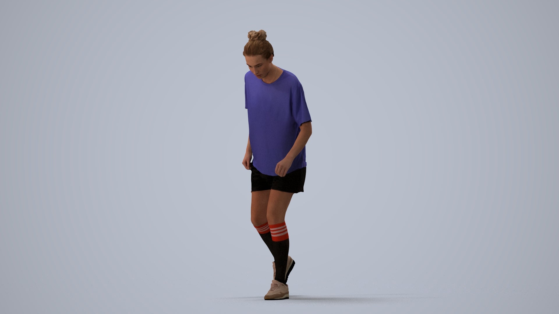 scanned 3D woman sport, photogrammetry people for Enscape and V-Ray, three-quarter view render