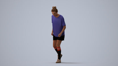 scanned 3D woman sport, photogrammetry people for Enscape and V-Ray, three-quarter view render