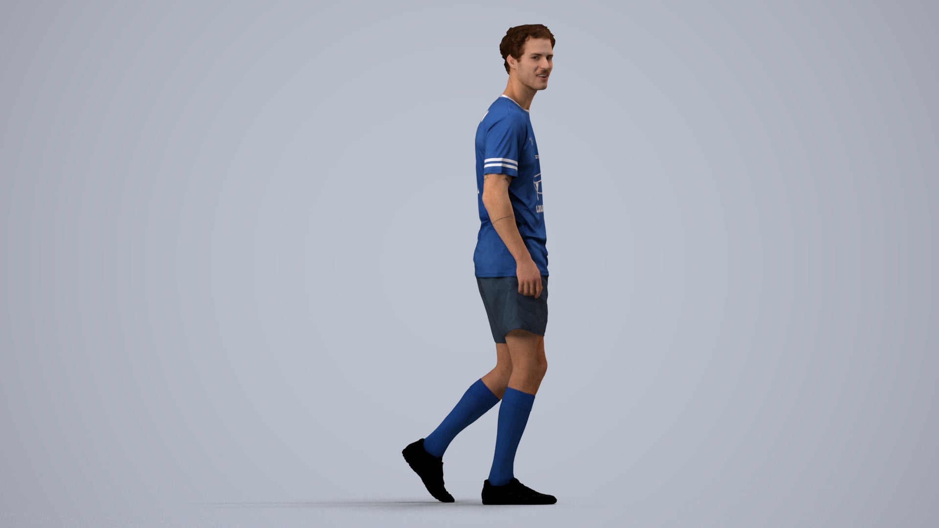 3D scanned man sport, photorealistic archviz people for Enscape and SketchUp, side view render