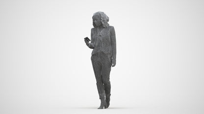 realistic 3D woman business walking, scanned archviz people for Blender and 3ds Max, three-quarter front view render