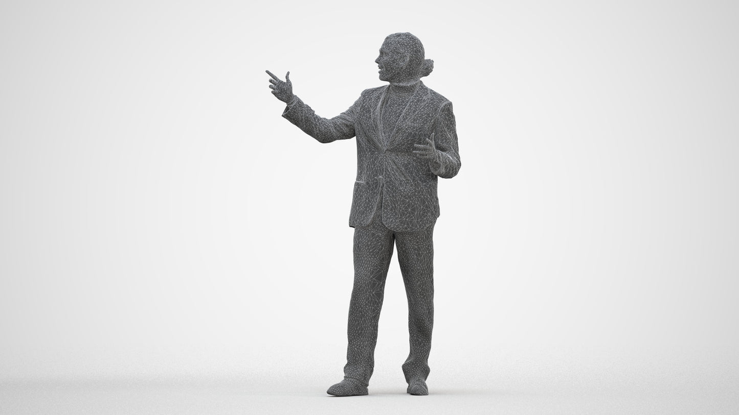 realistic 3D human man business, archviz people FBX OBJ for Blender, three-quarter front view render