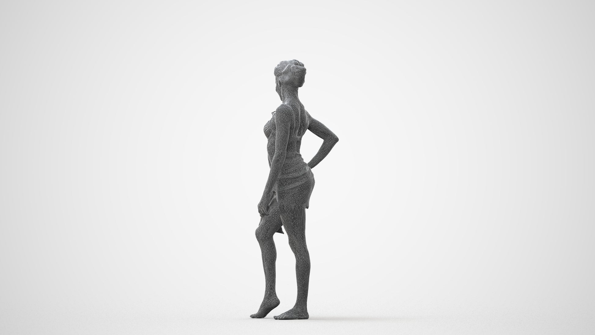 3D human model woman pool, photogrammetry scanned person for archviz, square thumbnail