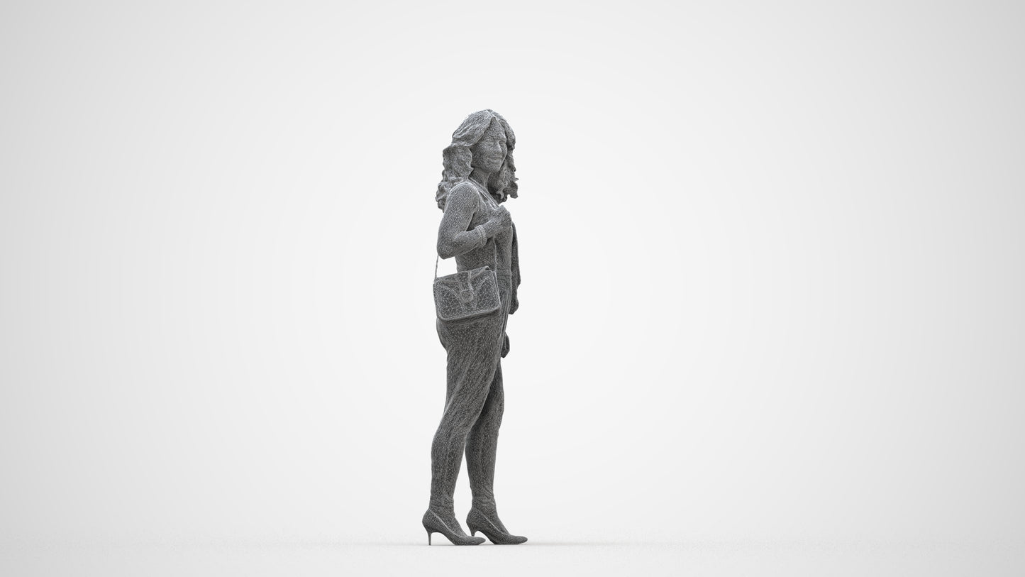 realistic 3D people woman business walking, render-ready for V-Ray and Corona, FBX OBJ, wireframe back view