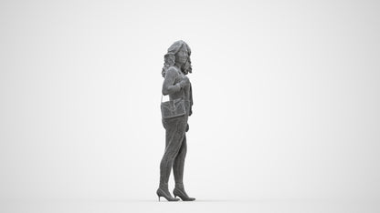 realistic 3D people woman business walking, render-ready for V-Ray and Corona, FBX OBJ, wireframe back view