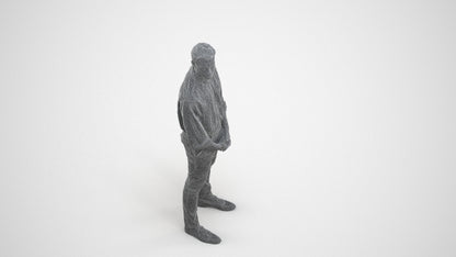 3D people model man casual standing, scanned human for 3ds Max rendering, wireframe three-quarter view