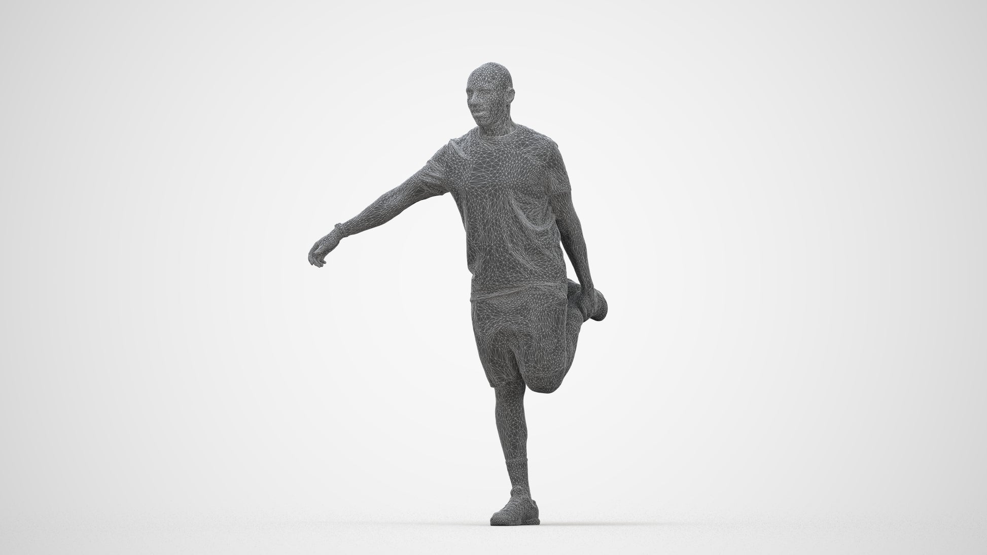 scanned 3D man sport, photogrammetry people for Enscape and V-Ray, wireframe back view