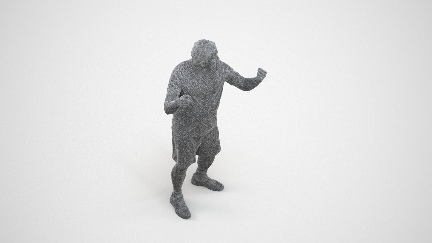photogrammetry 3D man sport, realistic human model archviz FBX, wireframe three-quarter view