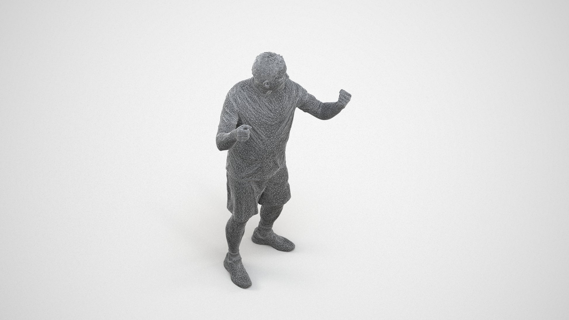 photogrammetry 3D man sport, realistic human model archviz FBX, wireframe three-quarter view
