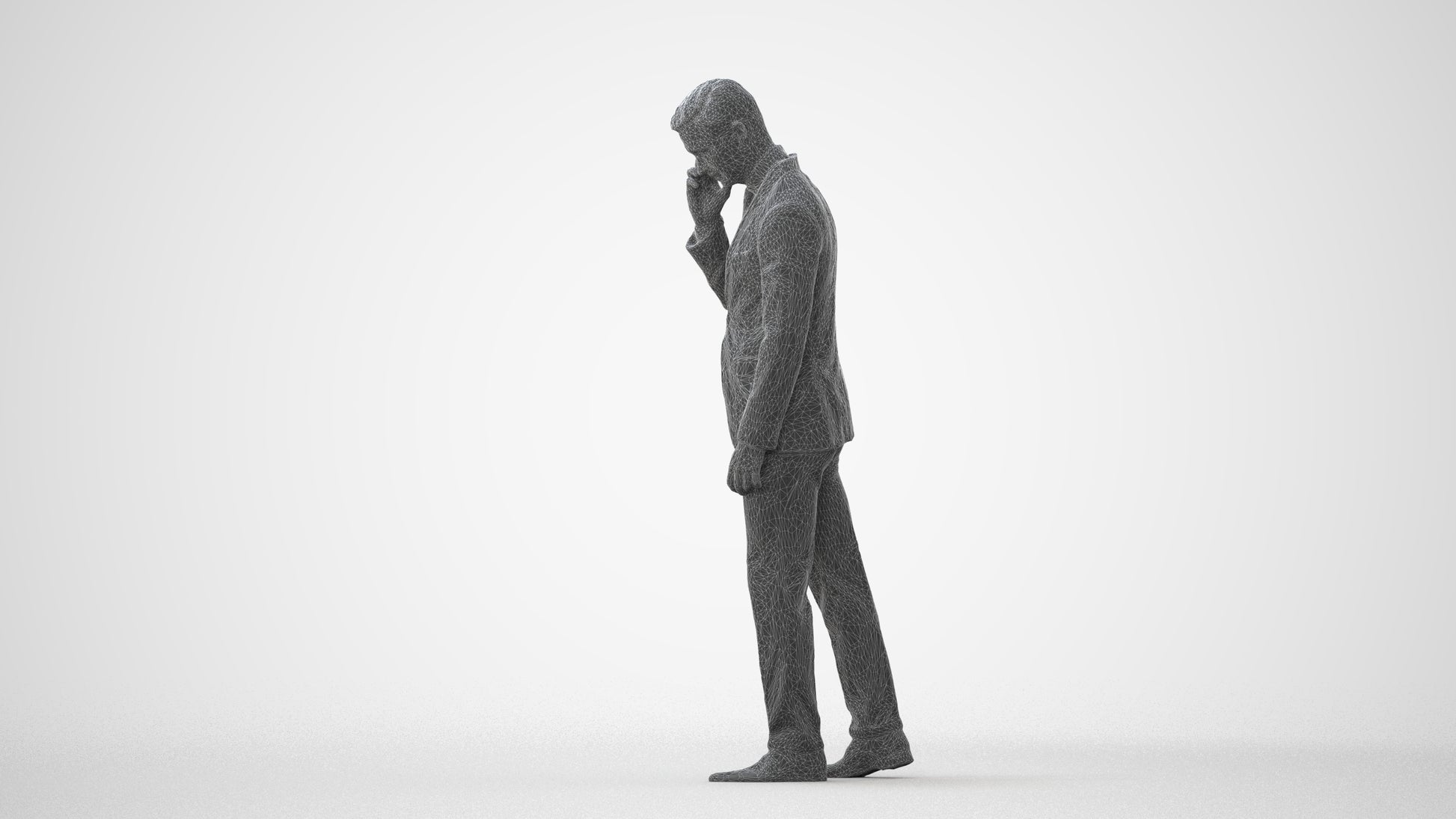 3D human model man business, photogrammetry scanned person for archviz, square thumbnail