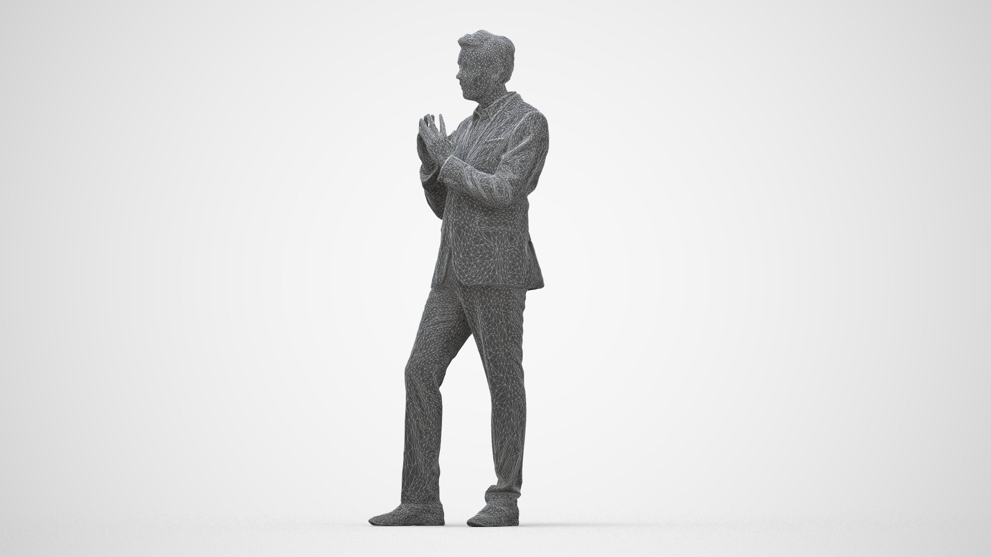 realistic 3D human man business, archviz people FBX OBJ for Blender, wireframe back view