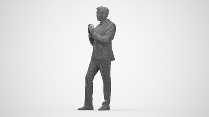 realistic 3D human man business, archviz people FBX OBJ for Blender, wireframe back view
