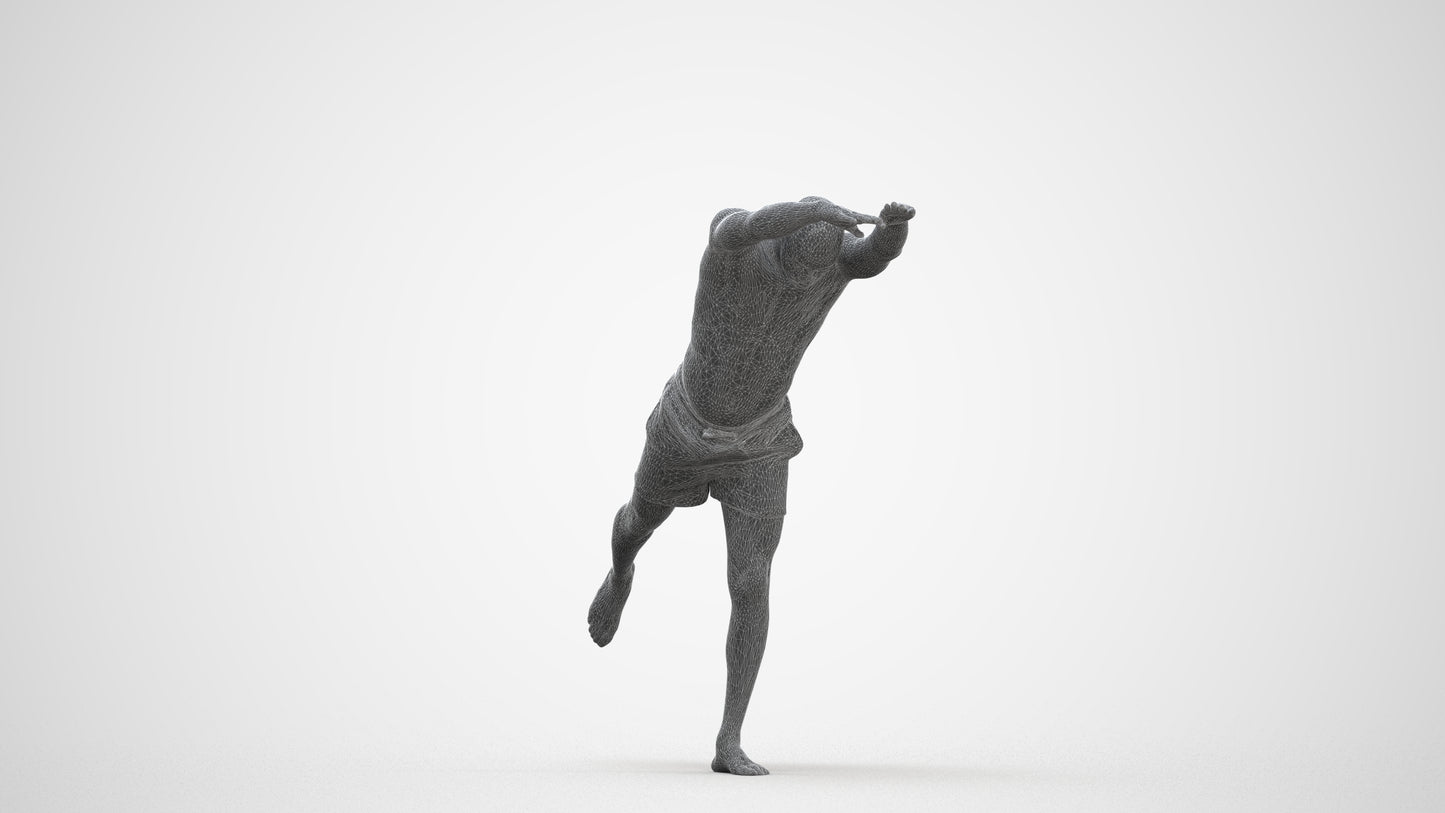 photogrammetry 3D man pool, realistic human model archviz FBX, three-quarter front view render