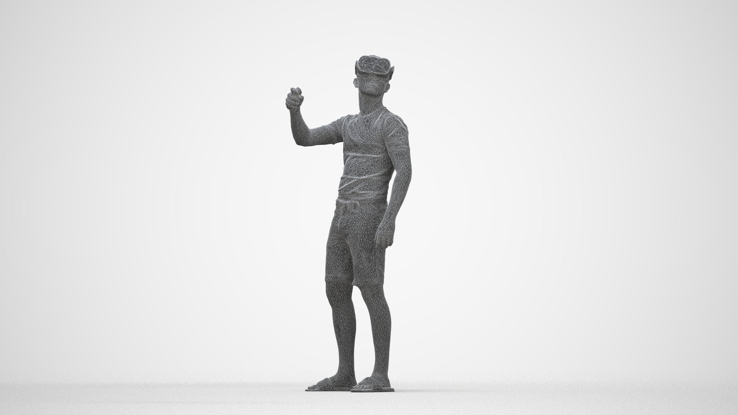 photogrammetry 3D boy casual kids, realistic human model archviz FBX, wireframe back view