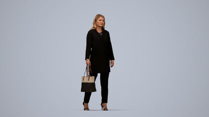 realistic 3D woman casual walking, scanned archviz people for Blender and 3ds Max, top-down view render