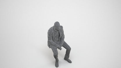 scanned 3D senior man business, photogrammetry people for Enscape and V-Ray, wireframe three-quarter view
