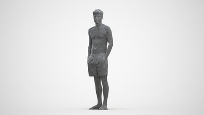 3D scanned man pool, photorealistic archviz people for Enscape and SketchUp, three-quarter front view render