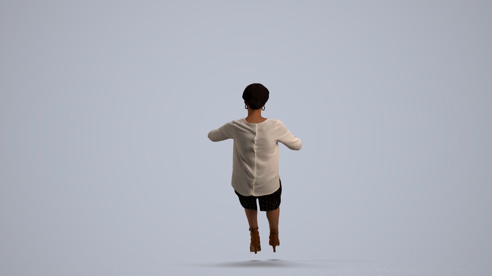 3D scanned woman driving casual, photorealistic archviz people for Enscape and SketchUp, front view render