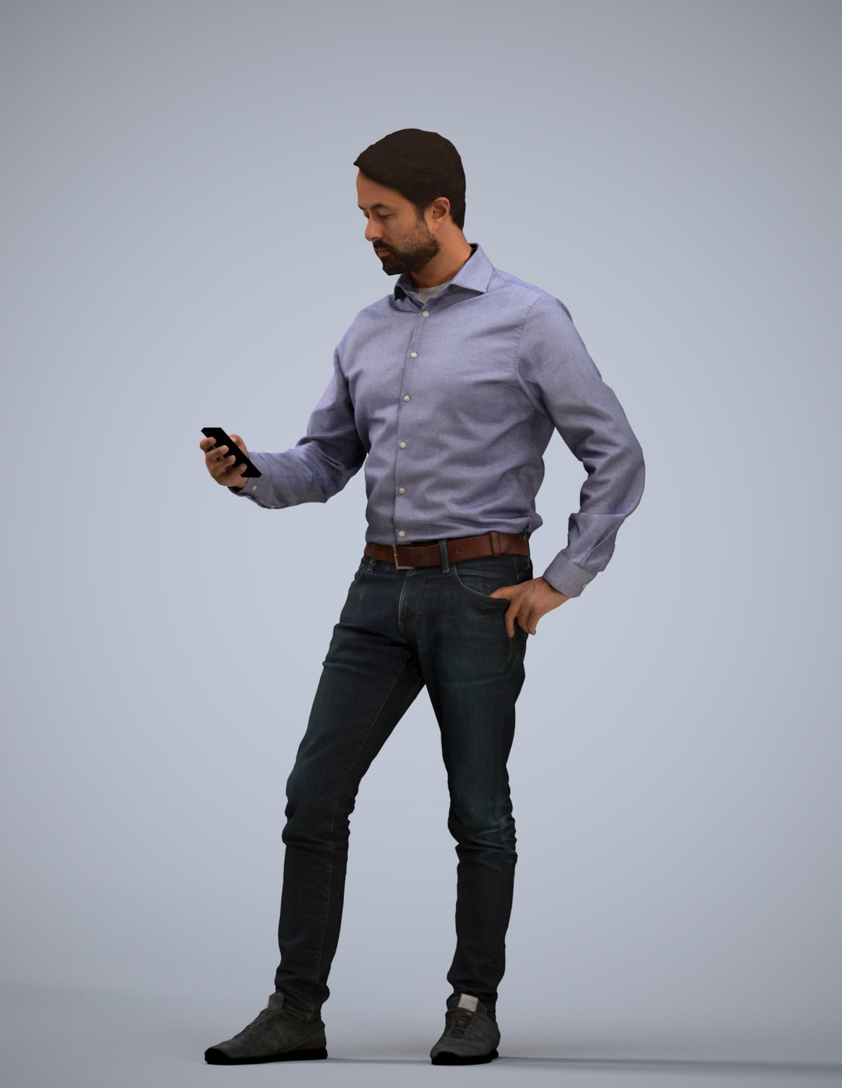 3D scanned man standing business, photorealistic archviz people for Enscape and SketchUp