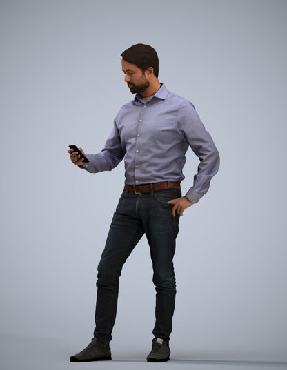 3D scanned man standing business, photorealistic archviz people for Enscape and SketchUp