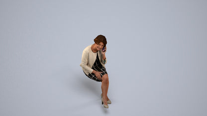 photogrammetry 3D woman business sitting, realistic human model archviz FBX, back view render