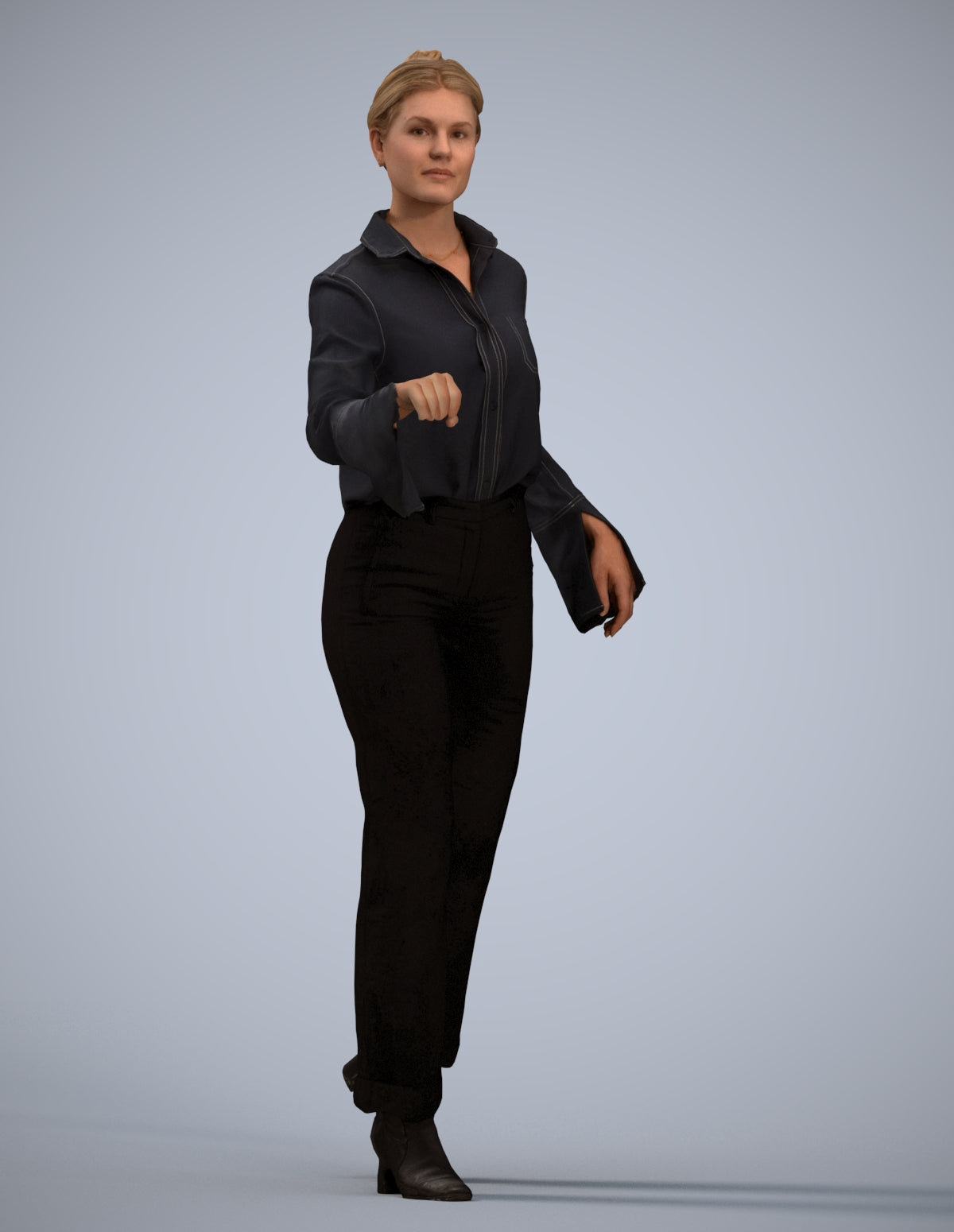 scanned 3D woman business door, photogrammetry people for Enscape and V-Ray