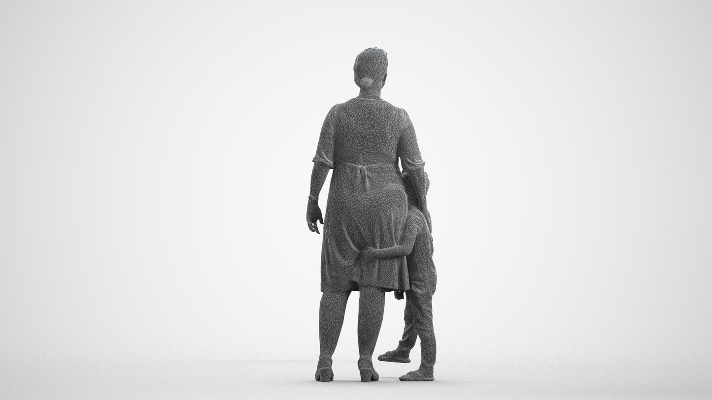 photogrammetry 3D girl casual kids, realistic human model archviz FBX, wireframe front view