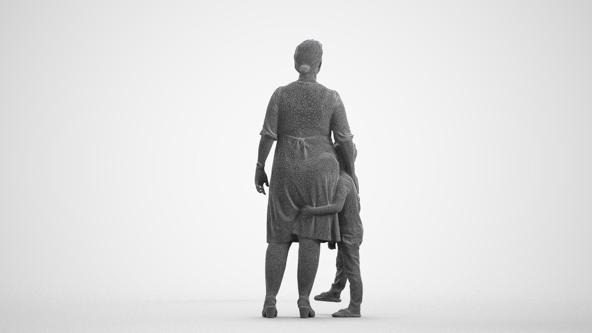 photogrammetry 3D girl casual kids, realistic human model archviz FBX, wireframe front view