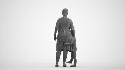 photogrammetry 3D girl casual kids, realistic human model archviz FBX, wireframe front view