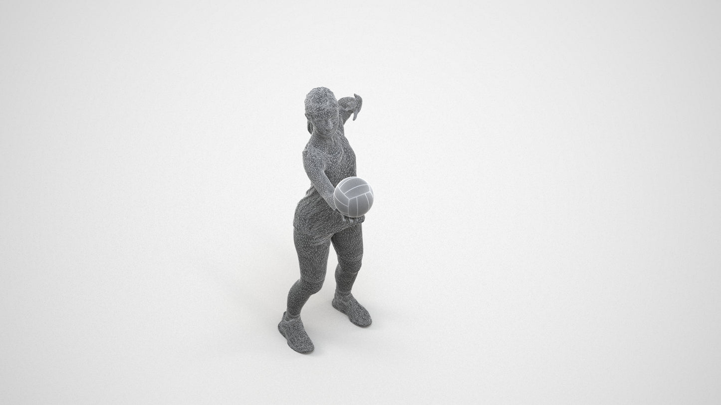 photogrammetry 3D girl sport, realistic human model archviz FBX, wireframe three-quarter view