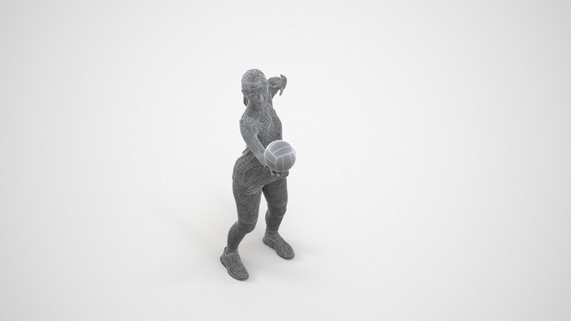 photogrammetry 3D girl sport, realistic human model archviz FBX, wireframe three-quarter view