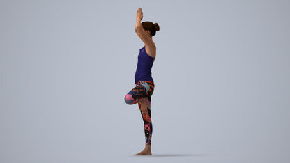 realistic 3D human woman sport, archviz people FBX OBJ for Blender, three-quarter view render