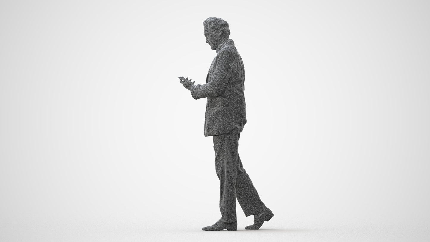 3D scanned man standing business, photorealistic archviz people for Enscape and SketchUp, square thumbnail