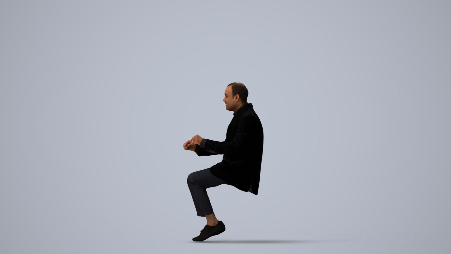 realistic 3D man business, scanned archviz people for Blender and 3ds Max, three-quarter view render