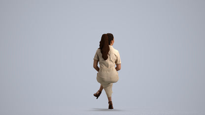 3D scanned woman sitting formal, photorealistic archviz people for Enscape and SketchUp, front view render