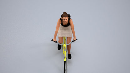 3D scanned girl cycling casual, photorealistic archviz people for Enscape and SketchUp, back view render