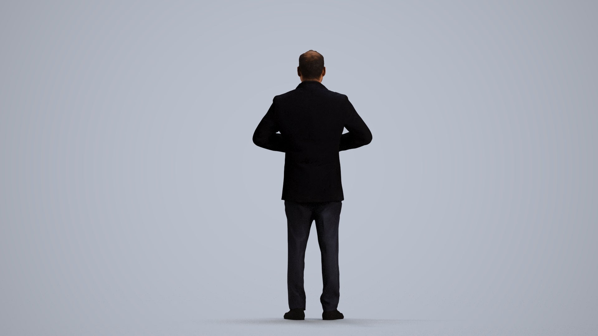 realistic 3D human man business standing, archviz people FBX OBJ for Blender, front view render