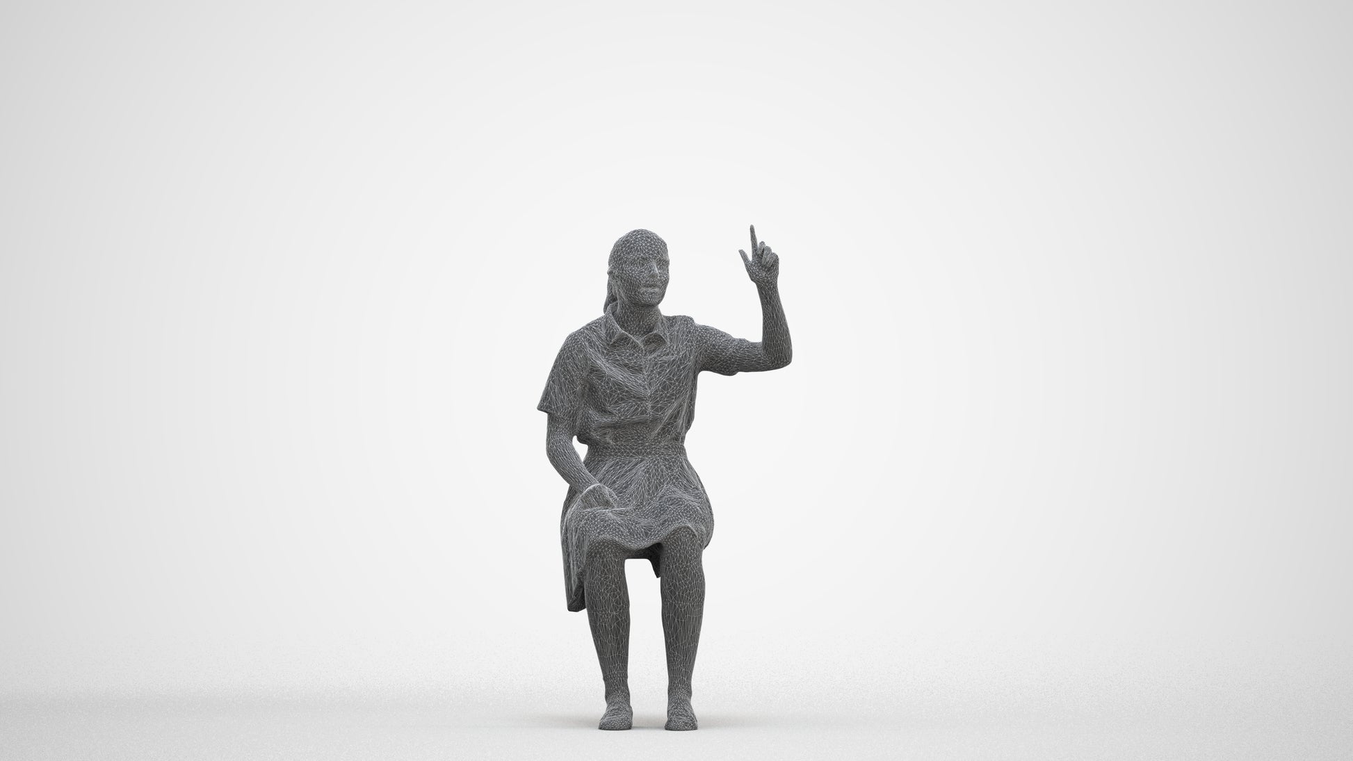 3D human model girl kids, photogrammetry scanned person for archviz, three-quarter front view render
