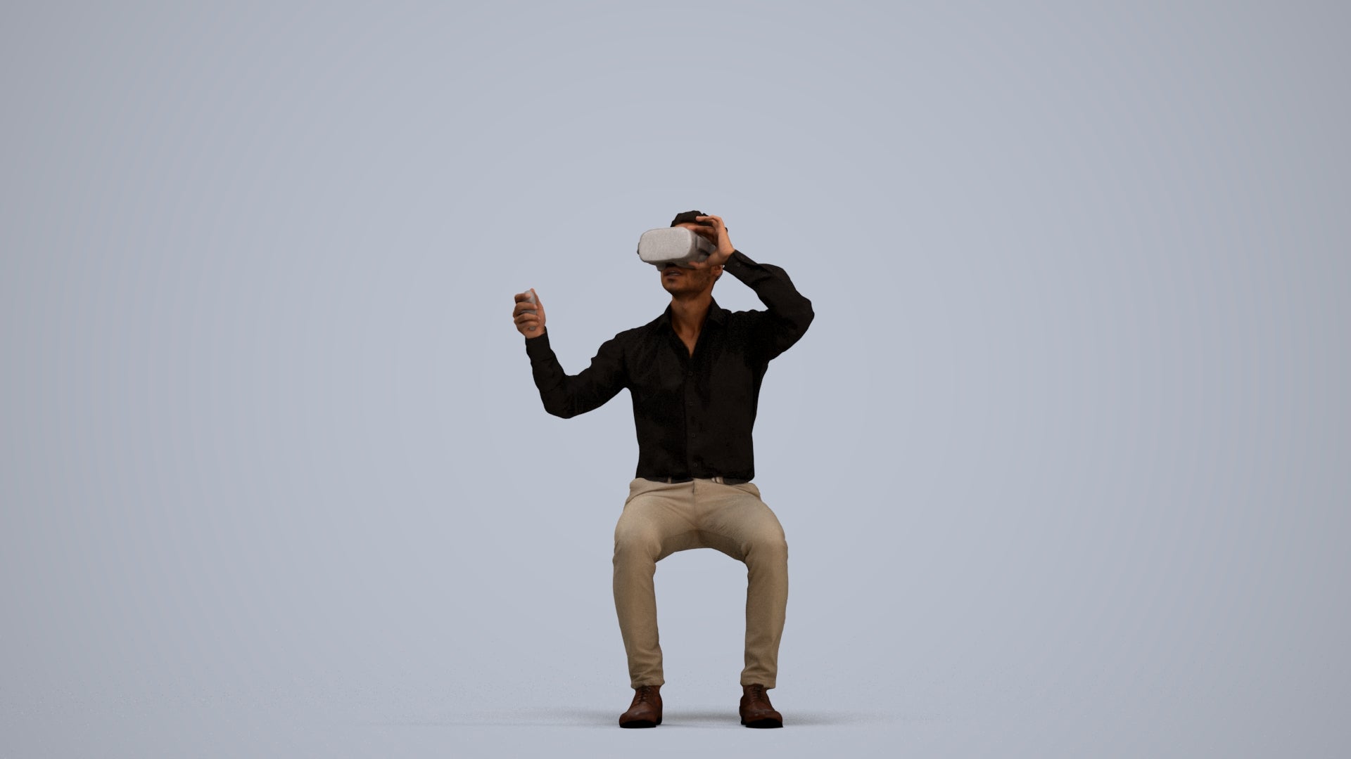 realistic 3D people man business sitting, render-ready for V-Ray and Corona, FBX OBJ, standing pose render