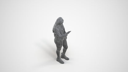 realistic 3D human woman casual shopping, archviz people FBX OBJ for Blender, wireframe three-quarter view